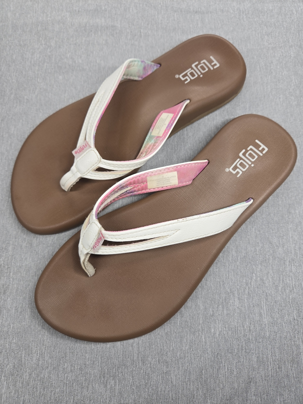 Flojos Women's White and Brown Thong Sandals - Comfortable Flip Flops